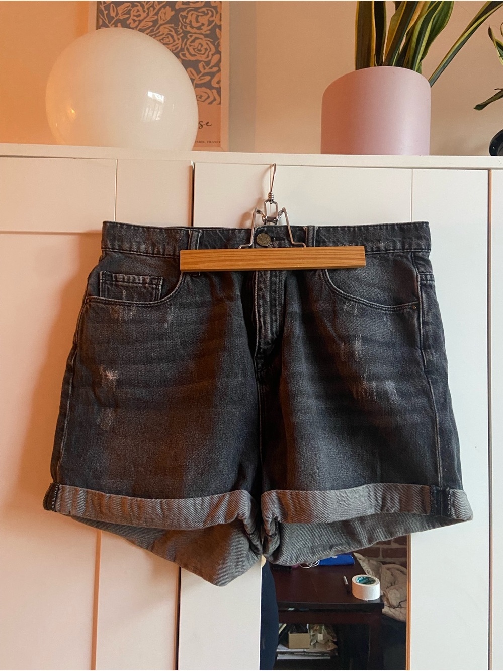 BDG Black Rolled-Hem Denim Shorts